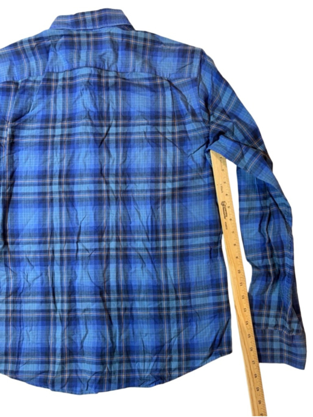 L.L.Bean Signature Slim Fit Blue Plaid Button Front Flannel Shirt Medium - Picture 6 of 6